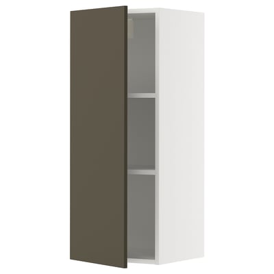 METOD Wall cabinet with shelves, white/Havstorp brown-beige, 40x100 cm