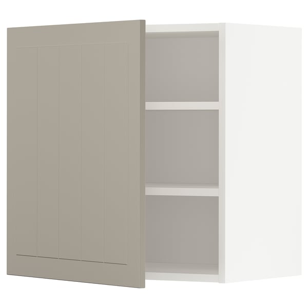 METOD Wall cabinet with shelves, white/Stensund beige, 60x60 cm