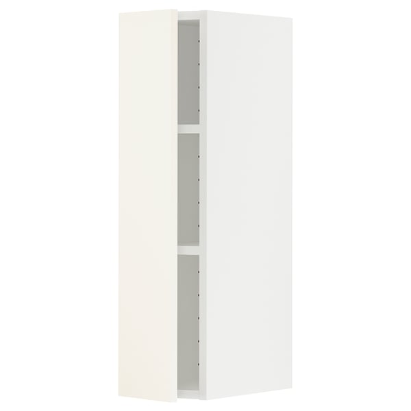 METOD Wall cabinet with shelves, white/Vallstena white, 20x80 cm