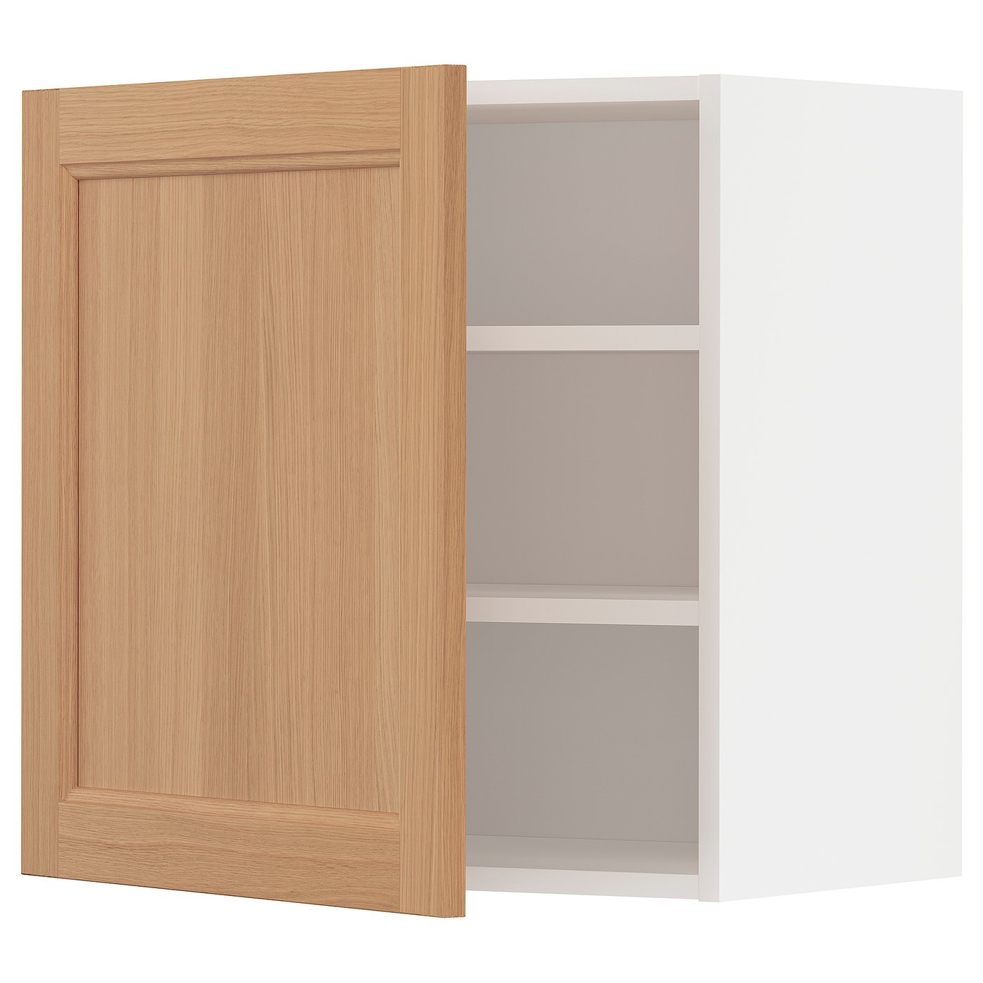 METOD wall with shelves, white/Vedhamn oak, 60x60 cm IKEA
