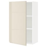 METOD Wall cabinet with shelves, white/Voxtorp high-gloss light beige, 60x100 cm