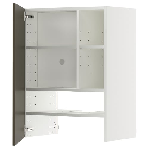 METOD wall cabinet, white, rectangular, adjustable shelf, left/right door mount.