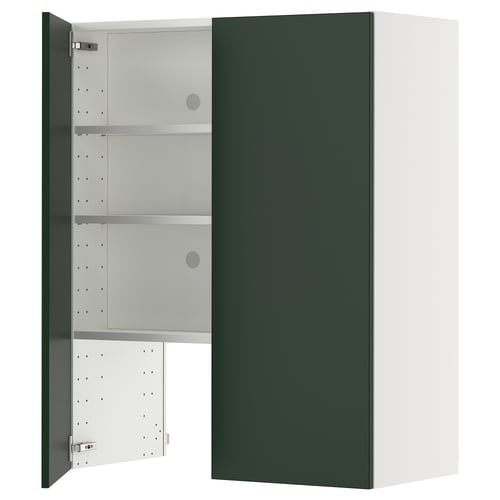 An open green METOD cabinet with adjustable shelves. It a modern design with a sturdy construction.