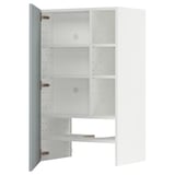 METOD Wall cb f extr hood w shlf/door, white/Kallarp light grey-blue, 60x100 cm