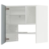 METOD Wall cb f extr hood w shlf/door, white/Kallarp light grey-blue, 60x60 cm