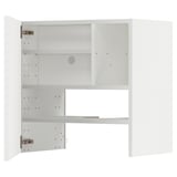 METOD Wall cb f extr hood w shlf/door, white/Ringhult light grey, 60x60 cm