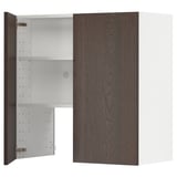 METOD Wall cb f extr hood w shlf/door, white/Sinarp brown, 80x80 cm
