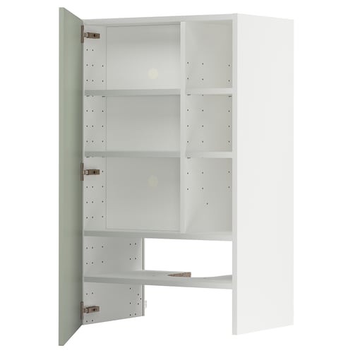 Pausable METOD cabinet, white, three shelves, left-hinged door, modern design.
