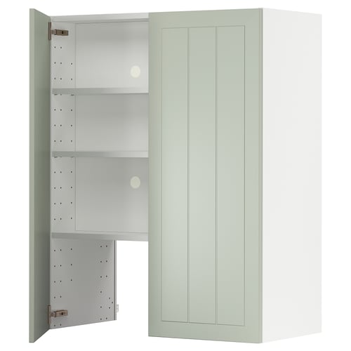 METOD kitchen cabinet, green, square rear, 3 adjustable shelves.