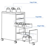 MICKE Drawer unit with drop-file storage, white, 35x75 cm