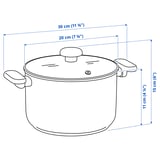 MIDDAGSMAT Pot with lid, clear glass/stainless steel, 3 l