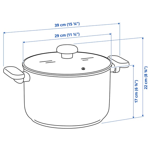 MIDDAGSMAT Pot with lid, clear glass/stainless steel, 10 l