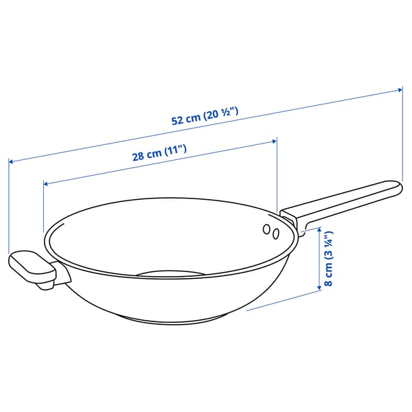 MIDDAGSMAT Wok, non-stick coating/stainless steel, 28 cm