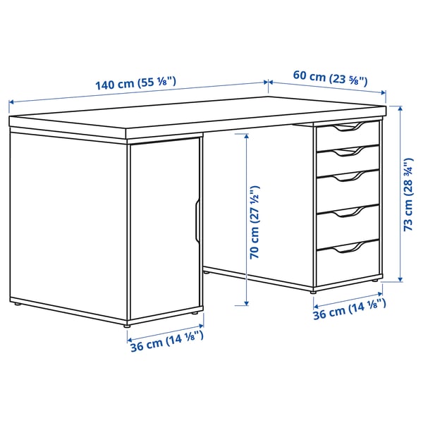 MITTCIRKEL / ALEX Desk, lively pine effect/white, 140x60 cm