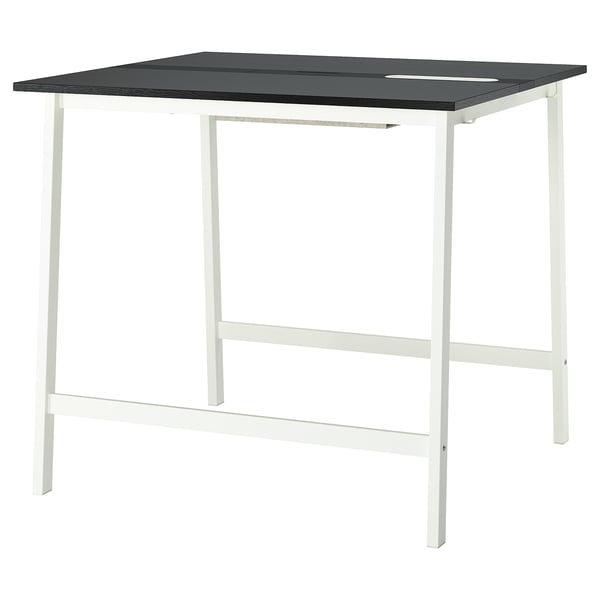 MITTZON Conference table, black stained ash veneer/black white, 120x108x105 cm
