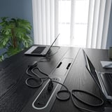 MITTZON Conference table, black stained ash veneer/black white, 120x108x105 cm