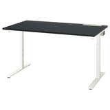 MITTZON Desk, black stained ash veneer/black white, 140x80 cm