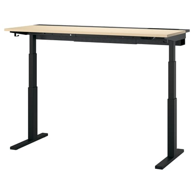 MITTZON Desk sit/stand, electric birch veneer/black, 160x60 cm
