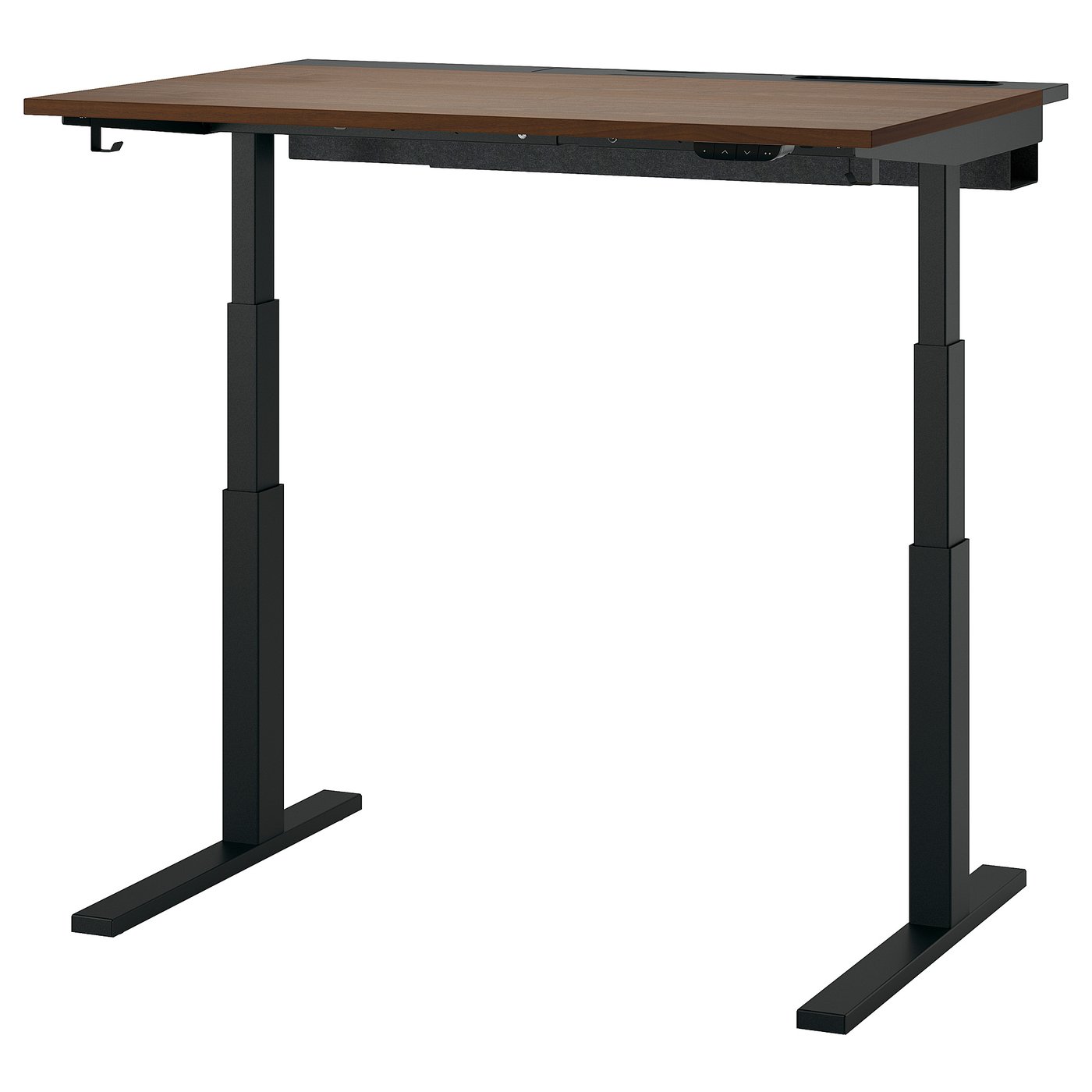 MITTZON Desk sit/stand - electric walnut veneer/black 120x80 cm