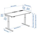 MITTZON Desk sit/stand, electric walnut veneer/white, 160x60 cm