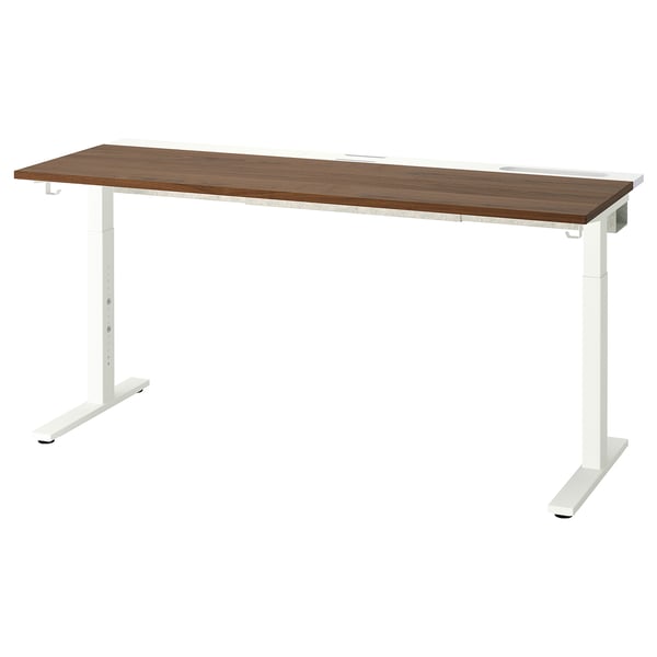 MITTZON Desk, walnut veneer/white, 160x60 cm