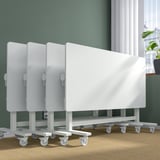 MITTZON Foldable table with castors, white, 140x70 cm