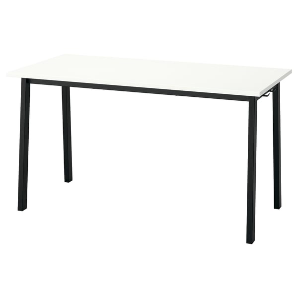 MITTZON white desk, rectangular, four legs, minimalist design.