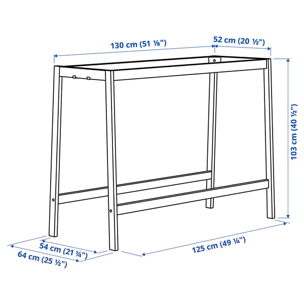 MITTZON Underframe for conference table, black, 140x68x103 cm