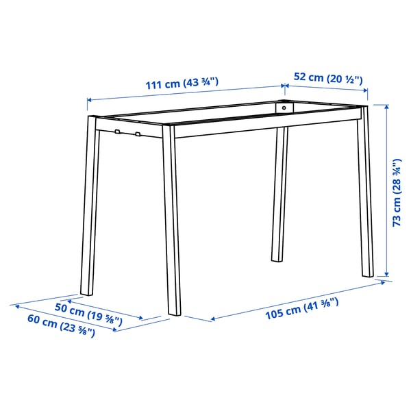 MITTZON Underframe for conference table, white, 120x68x73 cm