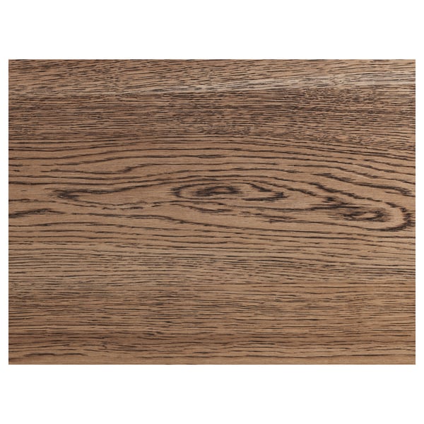 MÖRBYLÅNGA / MÅRENÄS Table and 4 chairs with armrests, oak veneer brown stained/black Gunnared beige, 145 cm