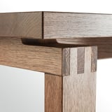 MÖRBYLÅNGA / TOSSBERG Table and 6 chairs, oak veneer brown stained/Gunnared dark grey black, 220x100 cm