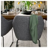 MÖRBYLÅNGA / TOSSBERG Table and 6 chairs, oak veneer brown stained/Gunnared dark grey black, 220x100 cm
