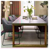 MÖRBYLÅNGA / TOSSBERG Table and 6 chairs, oak veneer brown stained/Gunnared dark grey black, 220x100 cm