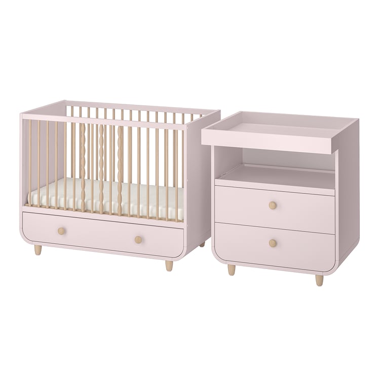 MYLLRA 2piece baby furniture set, pale pink, 60x120 cm IKEA