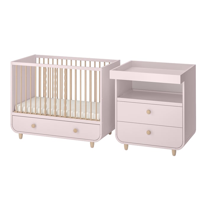 MYLLRA 2piece baby furniture set, pale pink, 60x120 cm IKEA