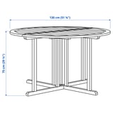 NÄMMARÖ Table+4 chairs w armrests, outdoor, light brown stained, 130 cm