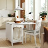 NÄSINGE Gateleg table with storage, white, 48/104/159x85 cm