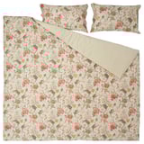 NÄSSELKLOCKA Duvet cover and 2 pillowcases, light grey-beige/multicolour, 240x220/50x80 cm
