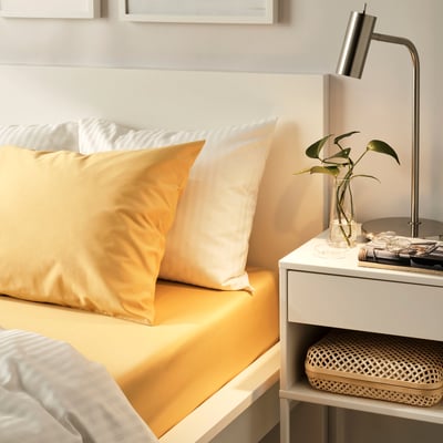 NATTJASMIN Fitted sheet, yellow, 80x200 cm