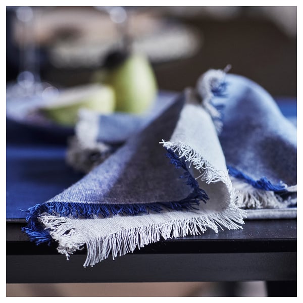 NISSÖGA Napkin, grey/dark blue, 35x35 cm
