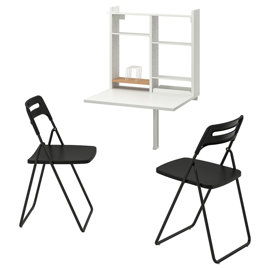 NORBERG / NISSE table and 2 chairs, white/black IKEA