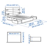 NORDLI Bed frame with storage and mattress, with headboard white/Vågstranda extra firm, 180x200 cm
