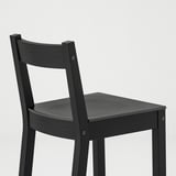 NORDVIKEN Bar stool with backrest, black, 75 cm