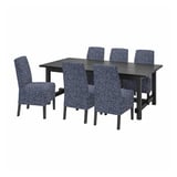 NORDVIKEN / BERGMUND Table and 6 chairs, black/Ryrane dark blue, 210/289 cm