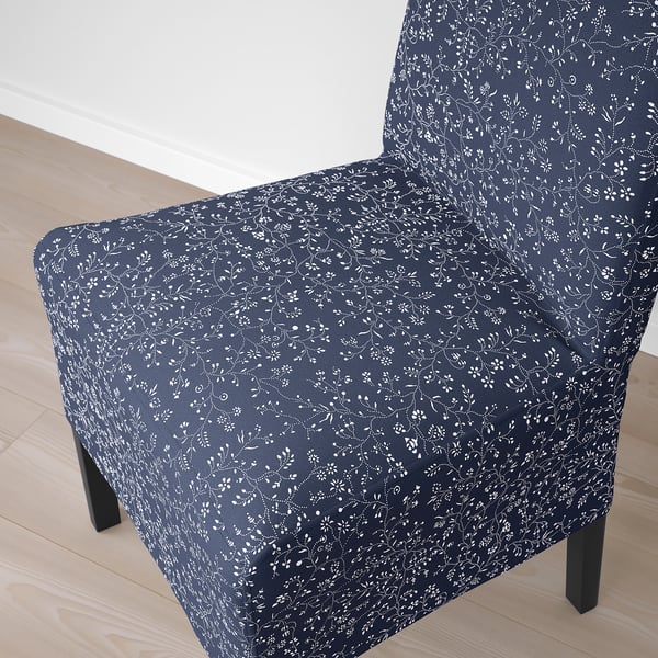 NORDVIKEN / BERGMUND Table and 6 chairs, black/Ryrane dark blue, 210/289 cm