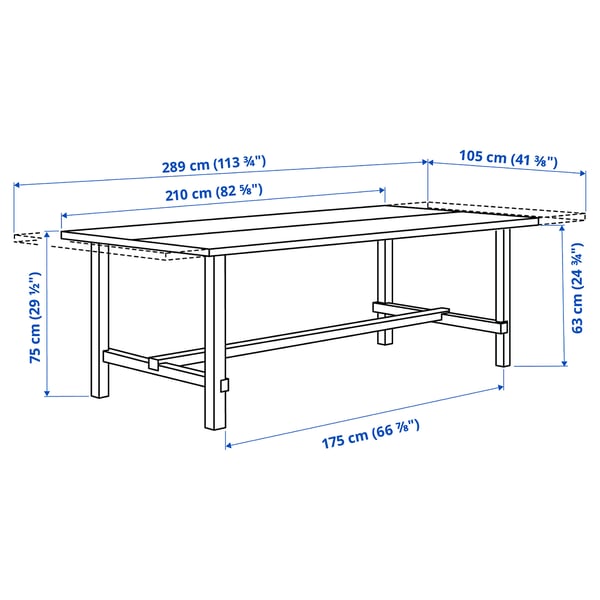 NORDVIKEN Extendable table, black, 210/289x105 cm