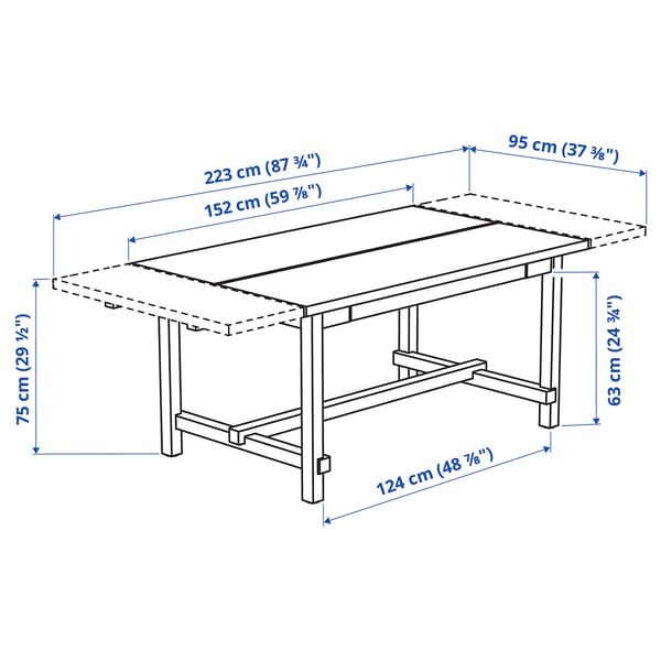 NORDVIKEN / NORDVIKEN Table and 4 chairs, black/black, 152/223x95 cm