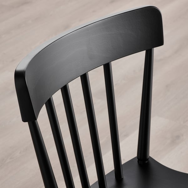 NORRARYD Bar stool with backrest, black, 74 cm