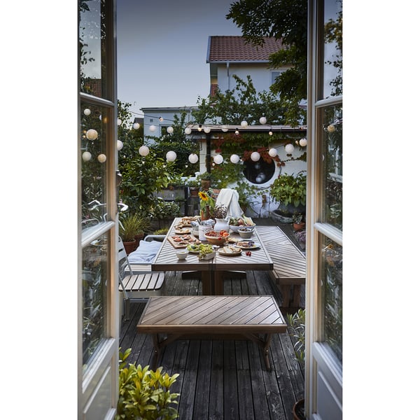 NORRMANSÖ Bench, outdoor, acacia, 200 cm
