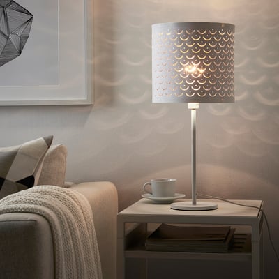 NYMÖ Lamp shade, white/brass-colour, 24 cm